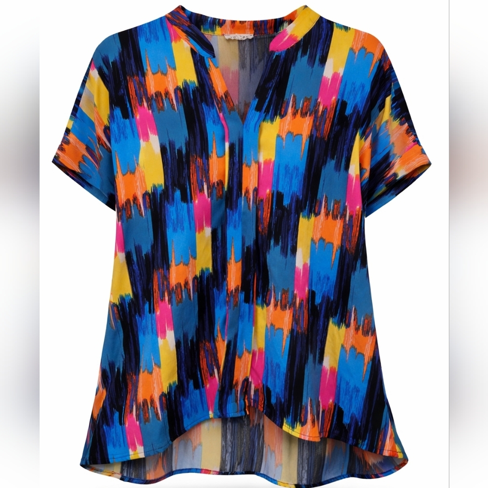 JODIFL Colorful Abstract Pattern Blouse